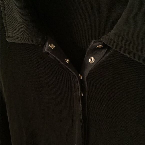 CHICO'S TRAVELERS MED VTG 90S BLACK FULL SNAP FRONT COLLARED LONG SLEEVE BLOUSE - Picture 4 of 7